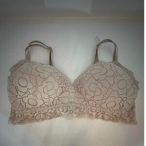 Aerie Floral‎ Lace Demi Bra Cream Adjustable Straps Women's Size 36E/DD